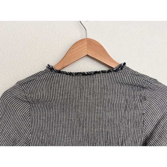 Rungolee Black White Striped Tunic Dress XS Textured Crinkle Boho Ruffle Beach - Picture 4 of 6